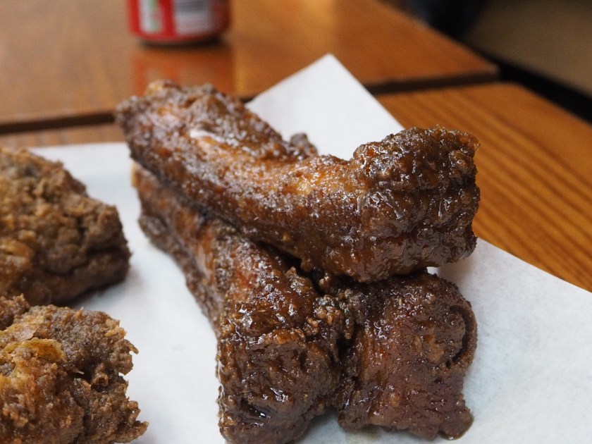 Pressure fried pork ribs in a sweet sticky sauce